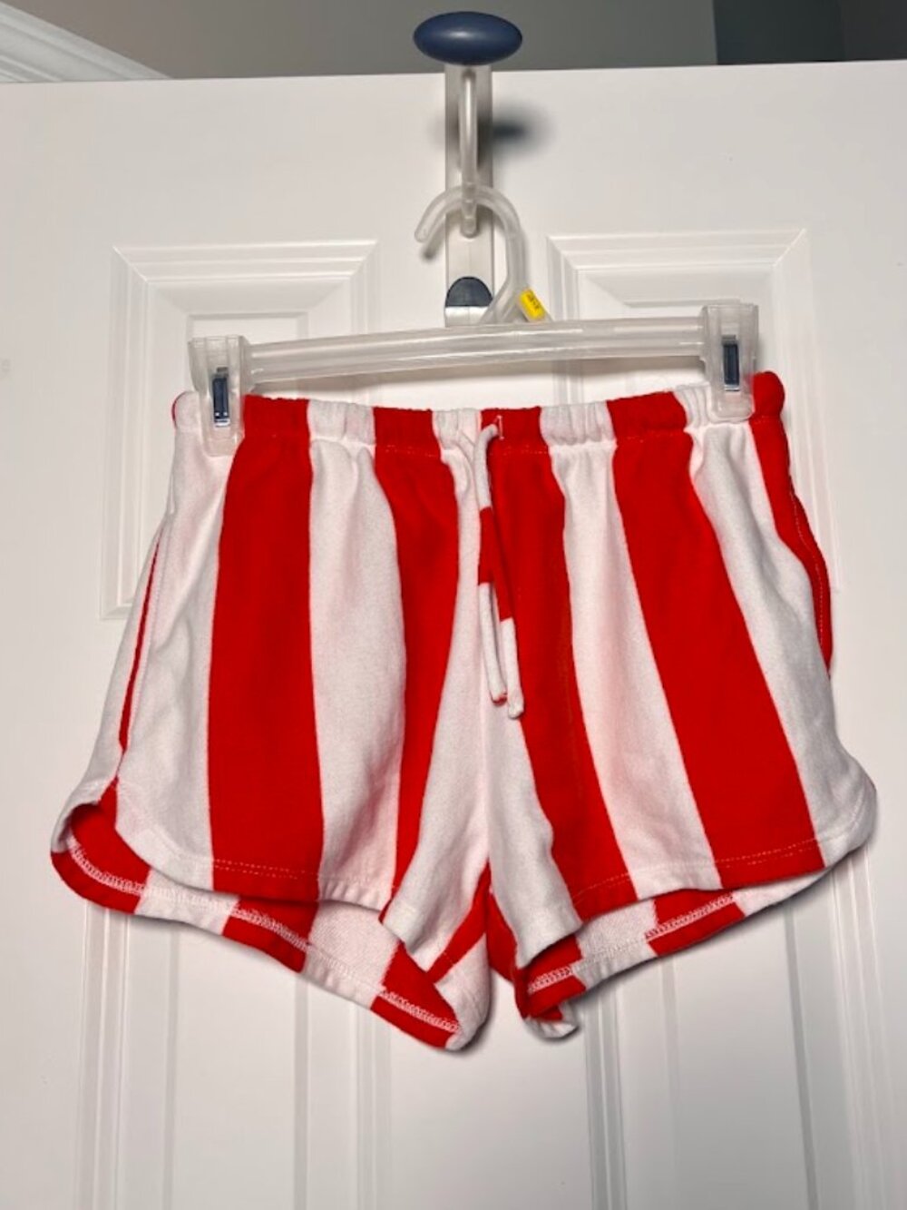 No Boundaries Red & White Striped Terry Cloth Shorts XS (0-2)
